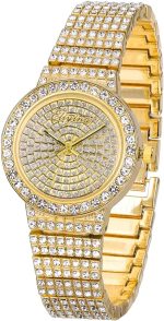 ManChDa Diamond Watch Silver Watch for Women Men Rhinestone Watches Ice Out Watch Full Diamonds Watch Quartz Crystal Stainless Steel Gold Watch Women Men Wrist Watch